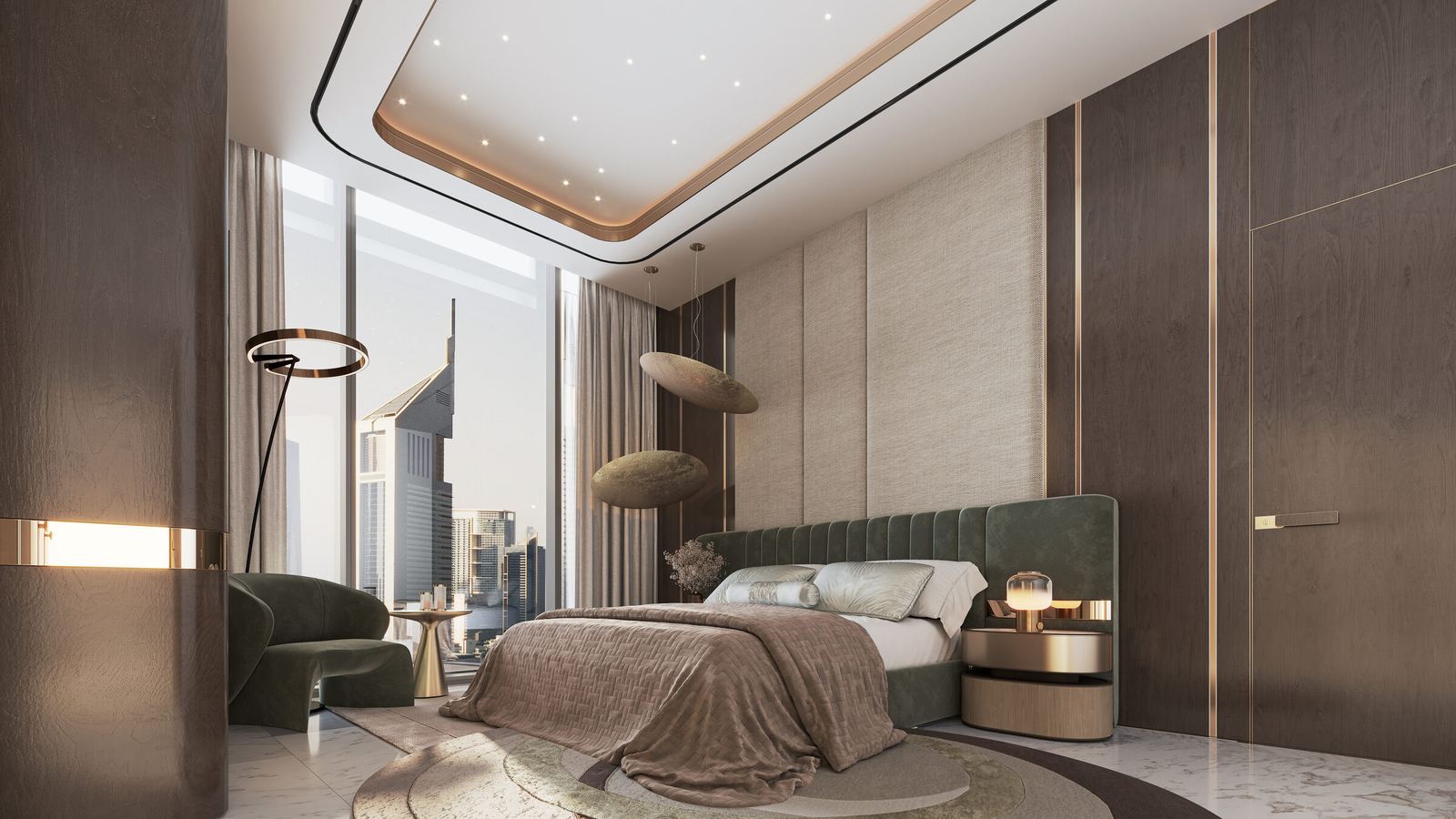 Freehold apartment bedroom, render