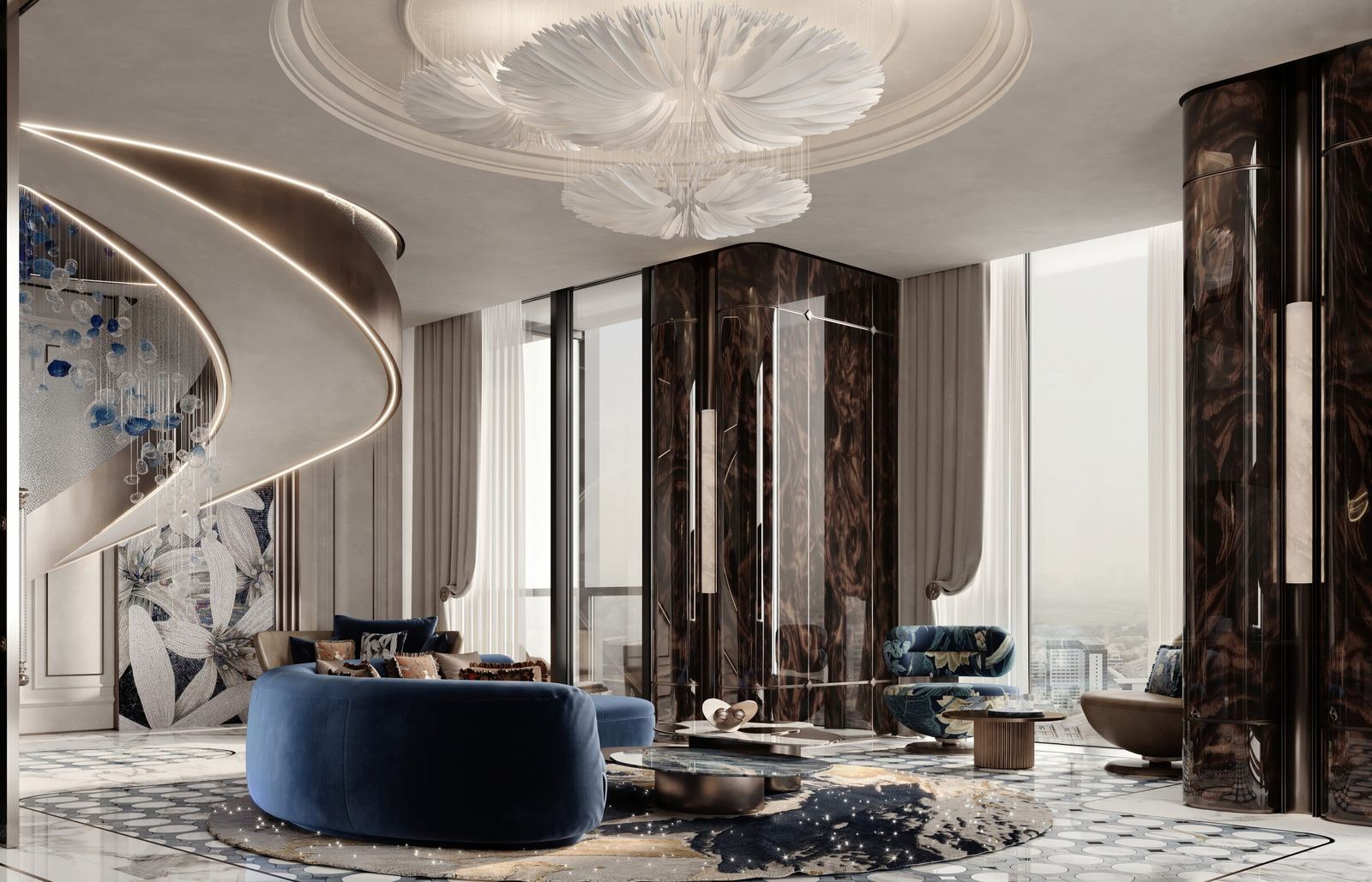 Penthouse lounge, render